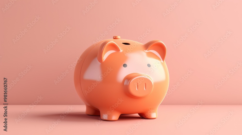 A bright pink piggy bank stands on a matching pink background, ready to save your money. A bright pink piggy bank stands on a matching pink background, ready to save your money.