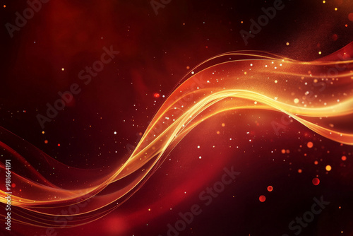 A luxury abstract background with shimmering gold lines dancing across a rich, deep red background, exuding warmth and grandeur.