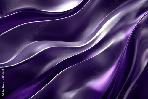 A luxury abstract background with sleek silver lines gently flowing across a smooth, deep purple surface, creating a timeless and elegant design.