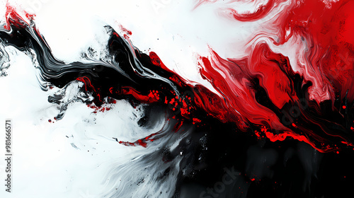 Red black abstract white paint energetic atmosphere windblown signatures syndicate liquid princess dynamics oil. Energetic. Illustration photo