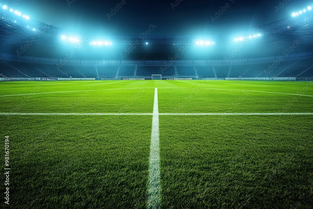 Obraz premium Soccer stadium field, soccer background, ai