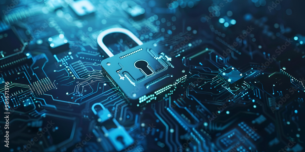 Digital Lock on Microchip for High-Tech Security, Advanced Technology Security Measures Digital Lock on Microchip for High-Tech Security, Advanced Technology Security Measures