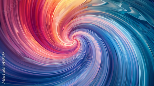 Abstract swirling pattern in bright colors with shades of blue, pink, orange and red.