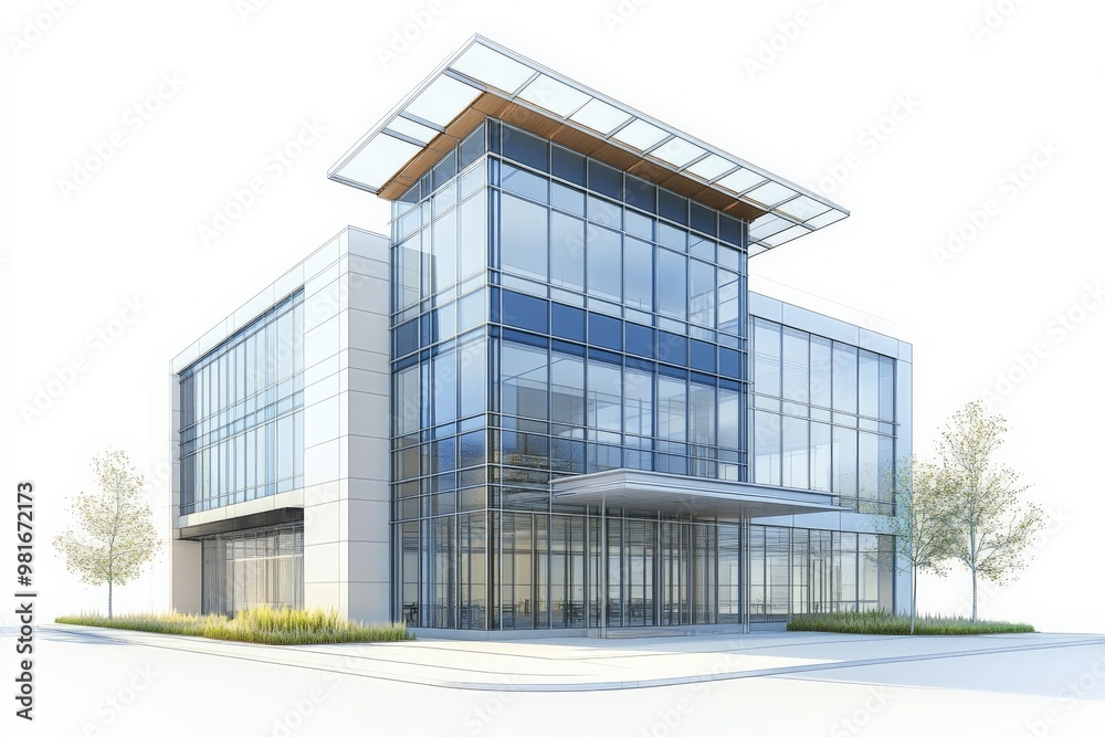 Sleek and Modern Glass Office Building with Minimalist Design Sleek and Modern Glass Office Building with Minimalist Design