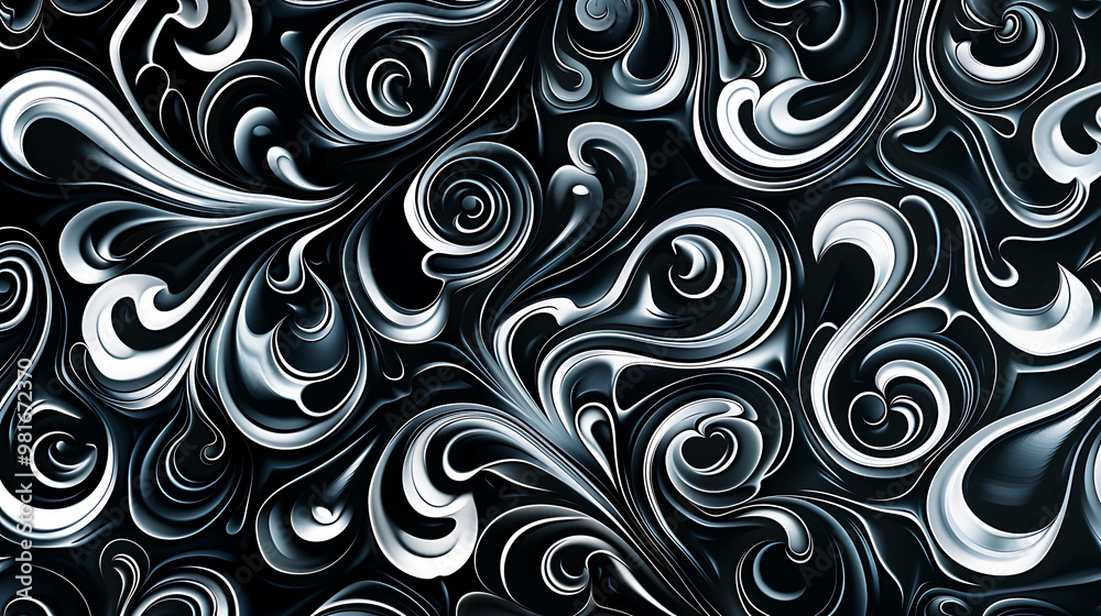 Abstract black and white swirling pattern. Abstract black and white swirling pattern.