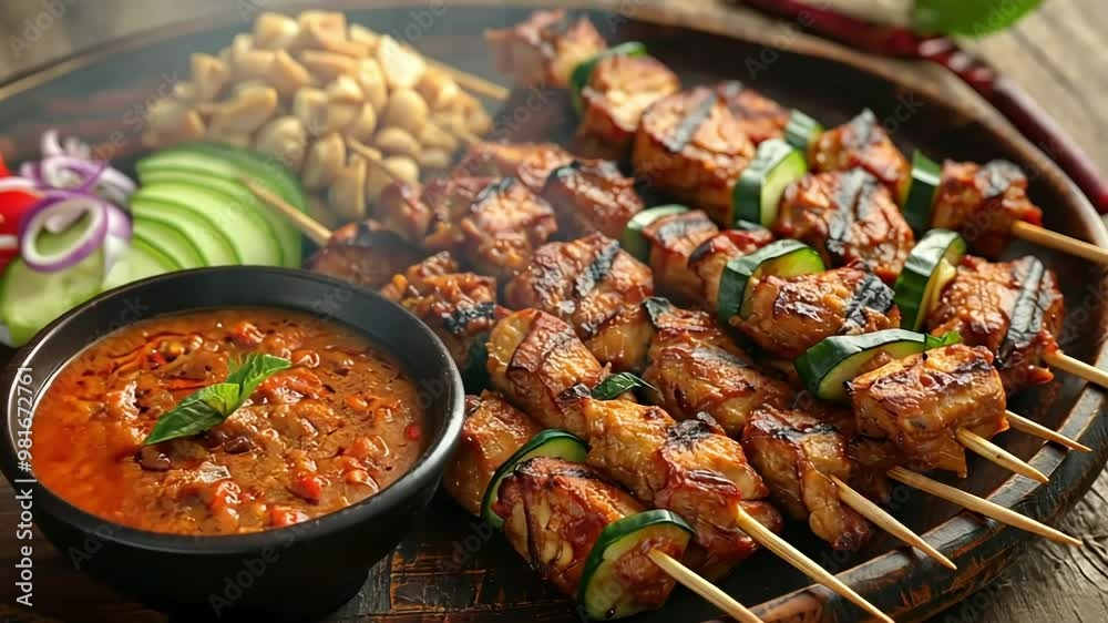 Delicious Grilled Chicken Skewers with Peanut Sauce