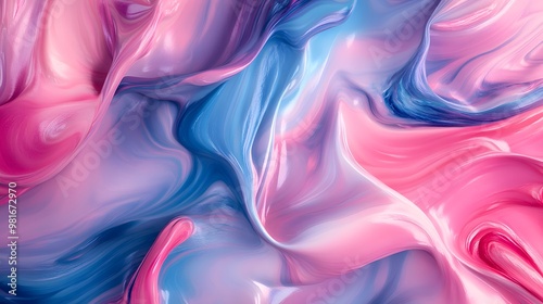 swirls of colorful paint liquid mixing background texture in pink 