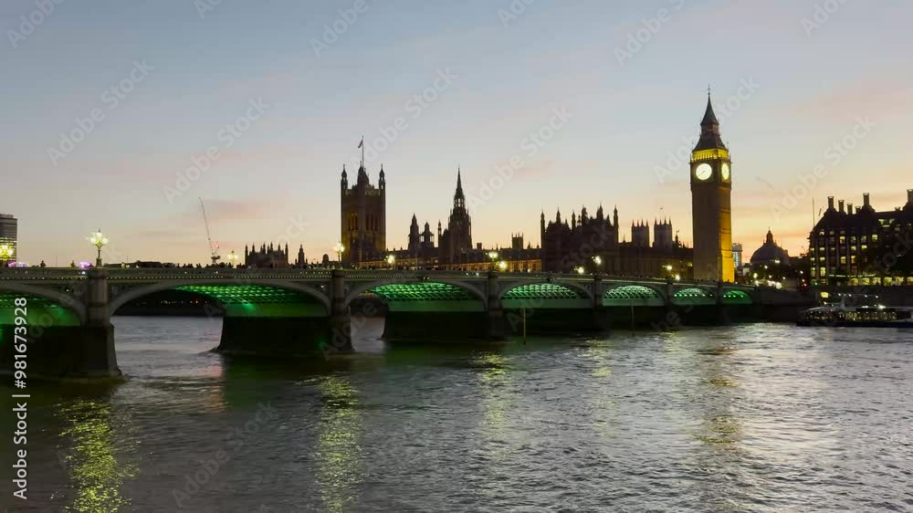 Big Ben Night View Time Lapse Westminister Bridge Big Ben Night View Time Lapse Westminister Bridge