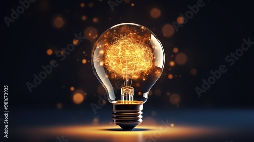 A glowing light bulb with a burst of energy inside, representing creativity, innovation, and new ideas.