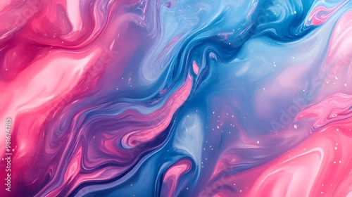 Obraz na płótnie swirls of colorful paint liquid mixing background texture in pink w salonie
