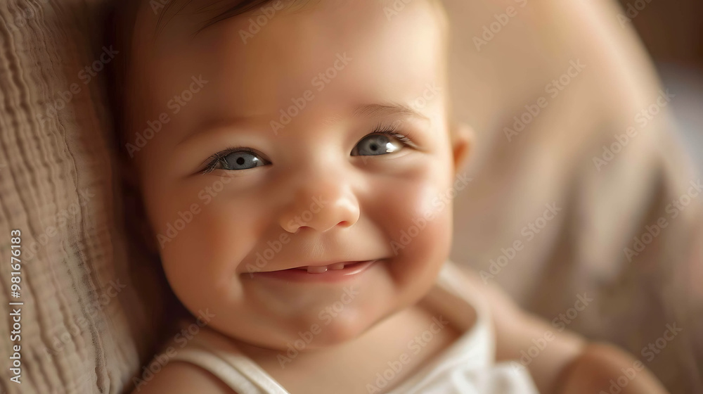 Portrait of a smiling baby with big blue eyes. Portrait of a smiling baby with big blue eyes.