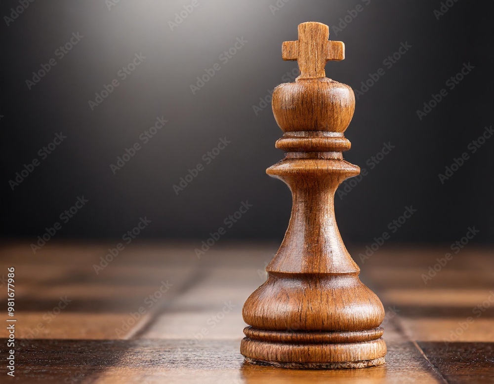 Isolated wooden chess piece with depth of field highlighting carved details and smooth finish