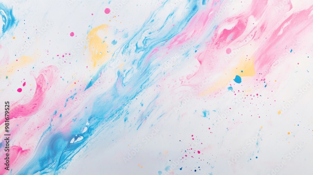 Splattered pastel paint on white marble, soft and colorful abstract background generative ai Splattered pastel paint on white marble, soft and colorful abstract background generative ai
