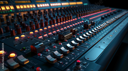 sound board in a recording studio