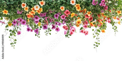 Colorful Hanging Floral Arrangement Against White Background