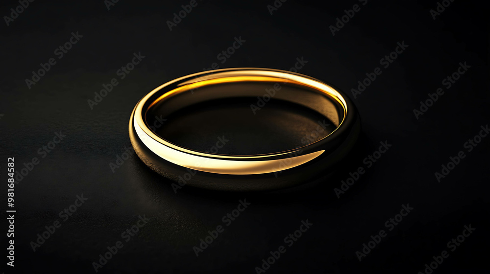 A shiny gold ring on a dark background. A shiny gold ring on a dark background.