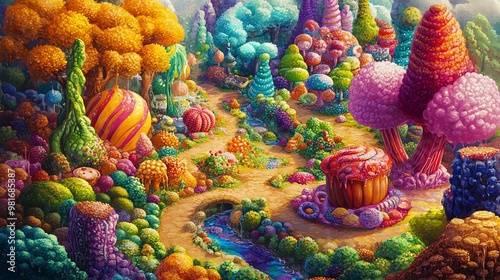 A birds-eye view of a fantastical culinary landscape