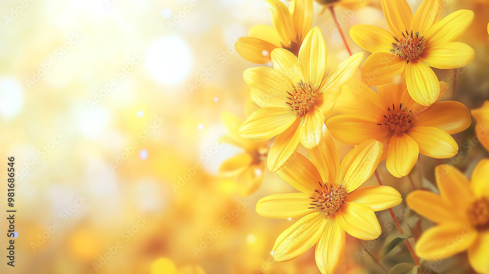 Natural Background Featuring Yellow Flowers and Blurred Bokeh for Festive Use Natural Background Featuring Yellow Flowers and Blurred Bokeh for Festive Use