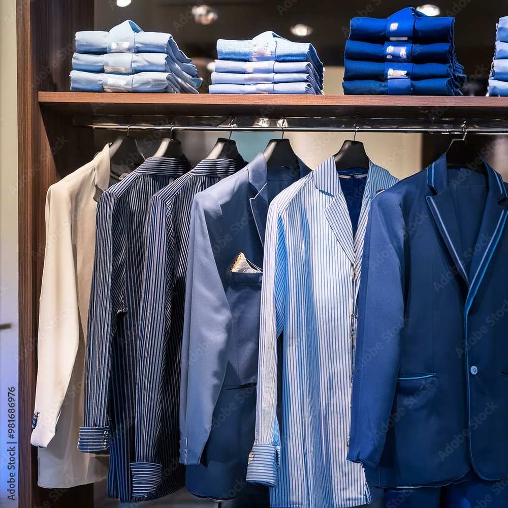 suits and shirts on display in a clothing store, AI generated suits and shirts on display in a clothing store, AI generated
