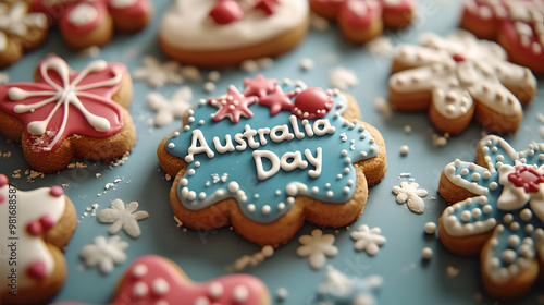 Australia Day Themed Iced Cookie with Festive Decorations 