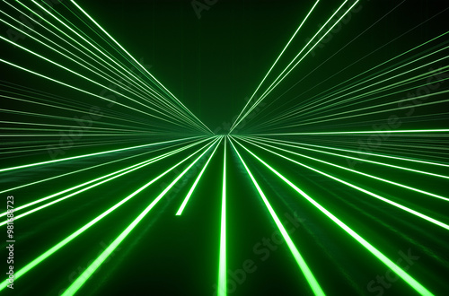 Neon Green Lasers Zipping Over a Jet-Black Screen: Dynamic Light Display