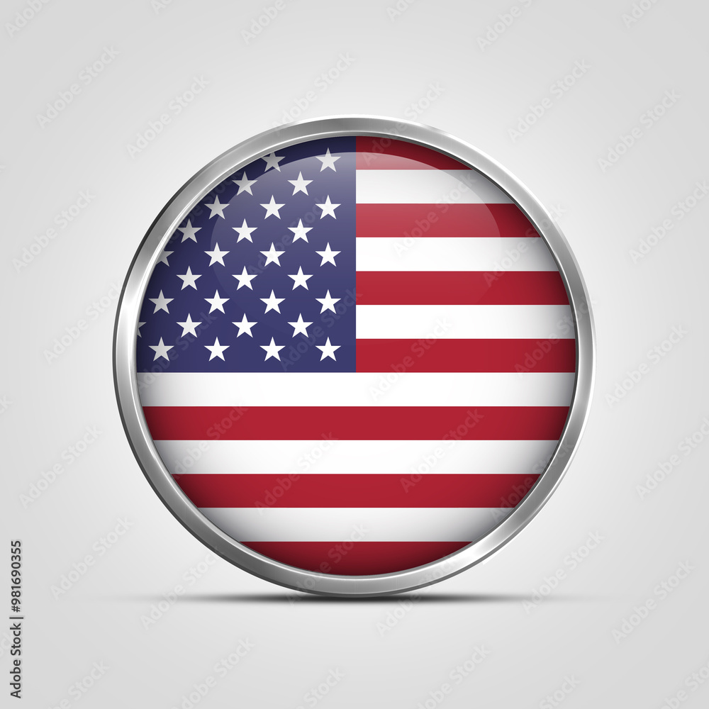 silver plate with glossy flag. United States of America flag stamp. made in stamp isolated in white background. royal, allegiance, symbol, minimal, vector, 3d, icon, illustration. silver plate with glossy flag. United States of America flag stamp. made in stamp isolated in white background. royal, allegiance, symbol, minimal, vector, 3d, icon, illustration.