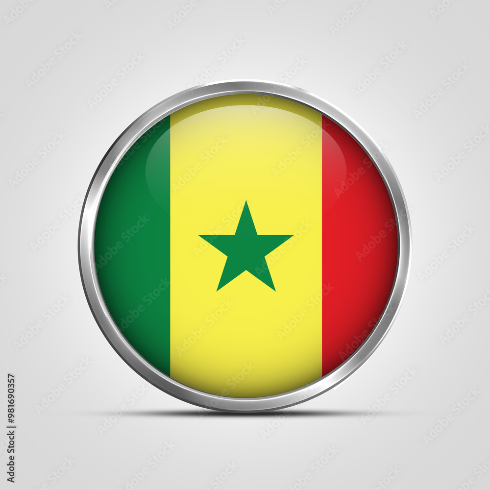 silver plate with glossy flag. Senegal flag stamp. made in stamp isolated in white background. royal, allegiance, symbol, minimal, vector, 3d, icon, illustration. silver plate with glossy flag. Senegal flag stamp. made in stamp isolated in white background. royal, allegiance, symbol, minimal, vector, 3d, icon, illustration.