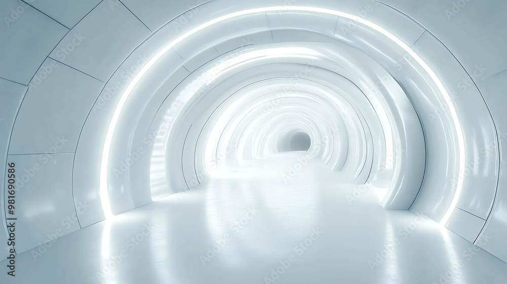 Abstract white tunnel with glowing lights. Abstract white tunnel with glowing lights.