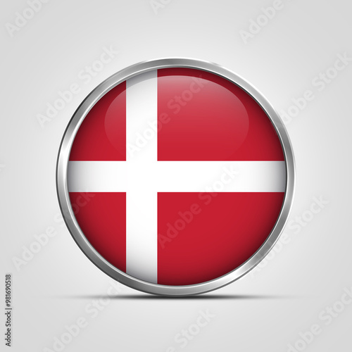 Free Download silver plate with glossy flag. Denmark flag stamp. made in stamp isolated in white background. royal, allegiance, symbol, minimal, vector, 3d, icon, illustration. - GFXLoad