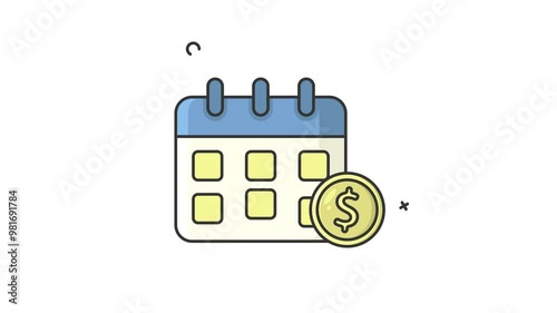 earning date calender animated icon looping alpha channel motion graphic video design