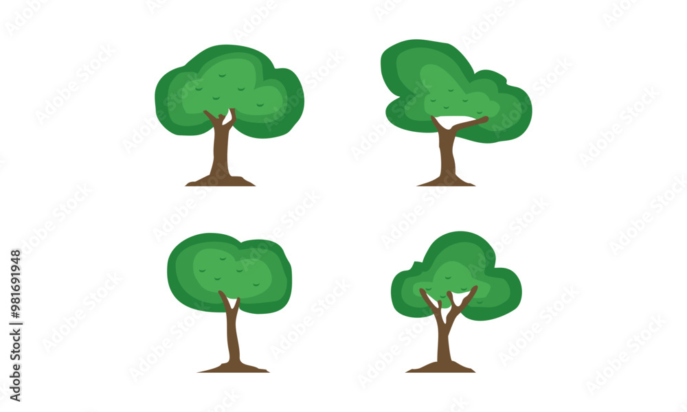 Fototapeta premium Set of nature tree illustration design vector