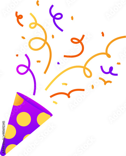 colorful party popper confetti vector