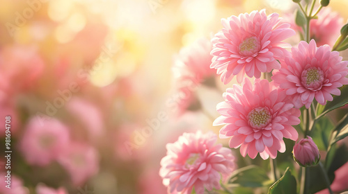 Pink Flowers in Garden for Natural Background or Brochure Design