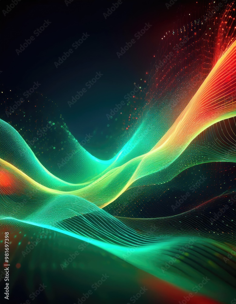 Abstract green, yellow, and red waves Abstract green, yellow, and red waves
