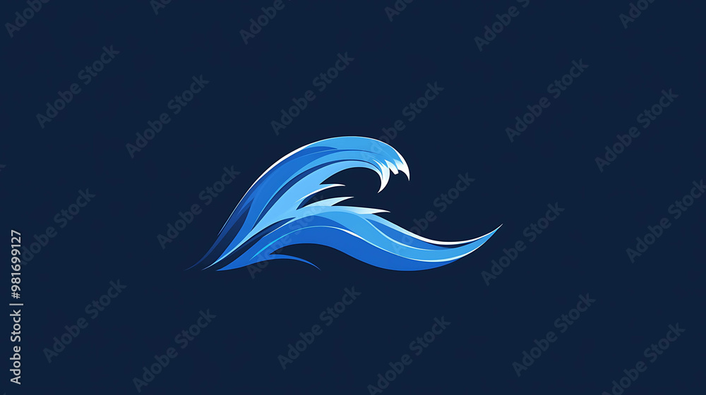 Abstract blue wave design on a dark blue background. Abstract blue wave design on a dark blue background.