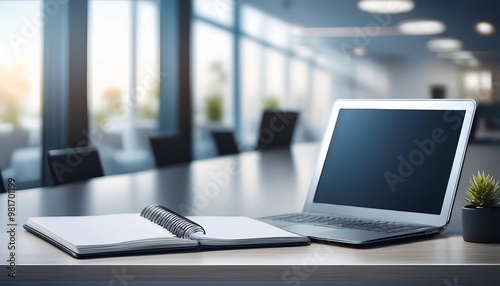 Isolated notebook with depth of field on a clean office background