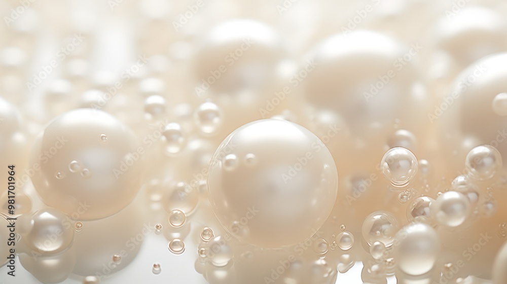 Detailed close-up of shiny white pearls surrounded by water droplets, a delicate and luxurious image. Detailed close-up of shiny white pearls surrounded by water droplets, a delicate and luxurious image.