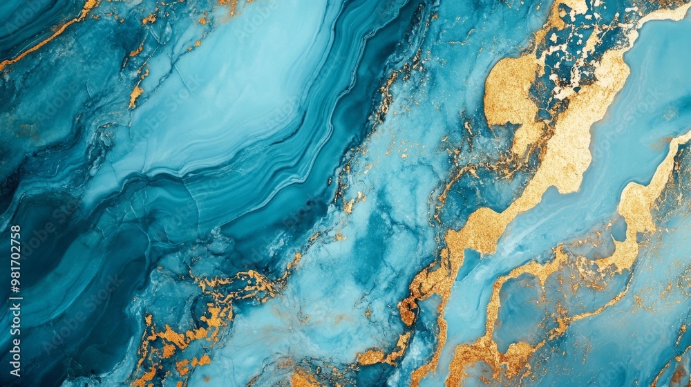 Turquoise and gold marble texture, vibrant and luxurious marble generative ai Turquoise and gold marble texture, vibrant and luxurious marble generative ai