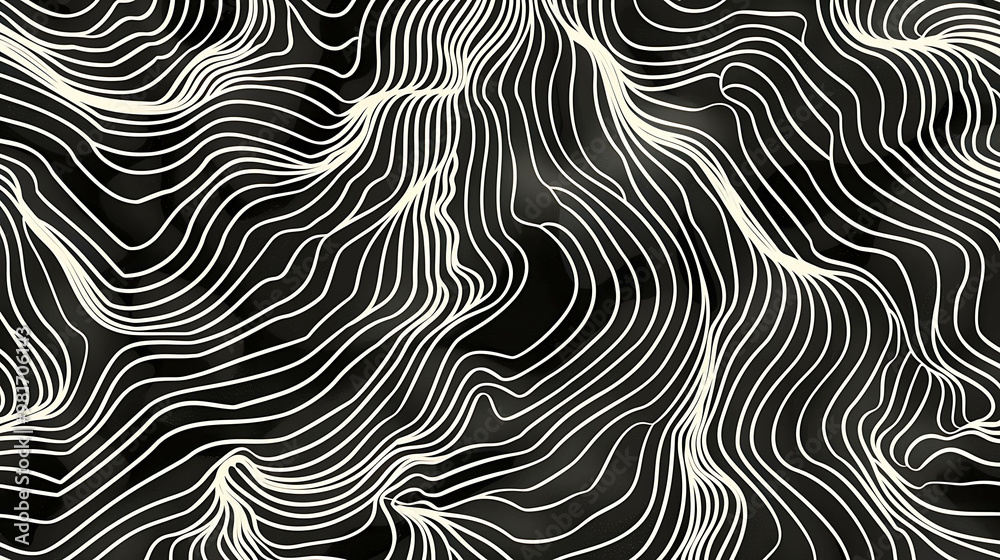 Abstract black and white background with wavy lines. Abstract black and white background with wavy lines.