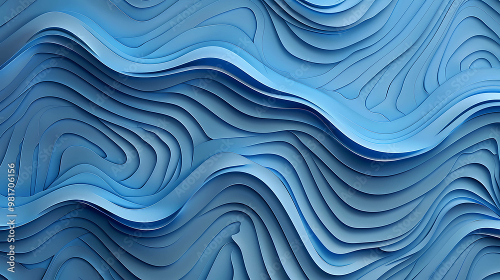 Abstract blue wavy background with 3D layered effect. Abstract blue wavy background with 3D layered effect.