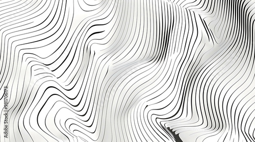Wallpaper Mural Abstract white and black wavy lines create a 3D effect. Torontodigital.ca