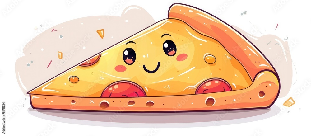 Cute and Cheerful Cartoon of a Smiling Pizza Slice Character with Cheese and Pepperoni Toppings Designed as a Playful Graphic Element for Food Delivery Takeaway Restaurant Menu Cooking Cute and Cheerful Cartoon of a Smiling Pizza Slice Character with Cheese and Pepperoni Toppings Designed as a Playful Graphic Element for Food Delivery Takeaway Restaurant Menu Cooking
