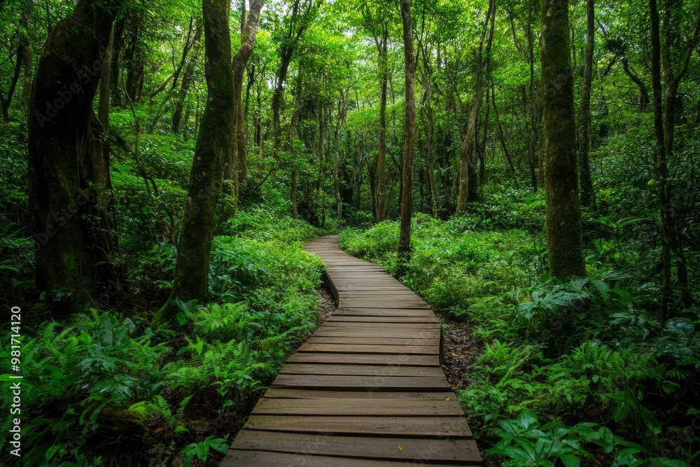 Walkway in the verdant forest , ai Walkway in the verdant forest , ai