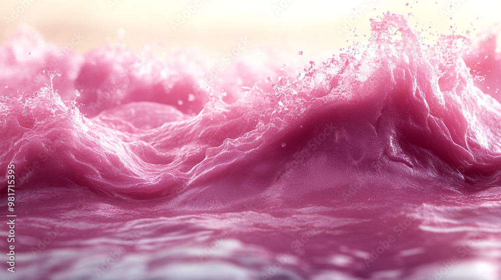 A vibrant pink wave crashing and splashing beautifully over calm waters, creating a serene and artistic coastal scene. A vibrant pink wave crashing and splashing beautifully over calm waters, creating a serene and artistic coastal scene.
