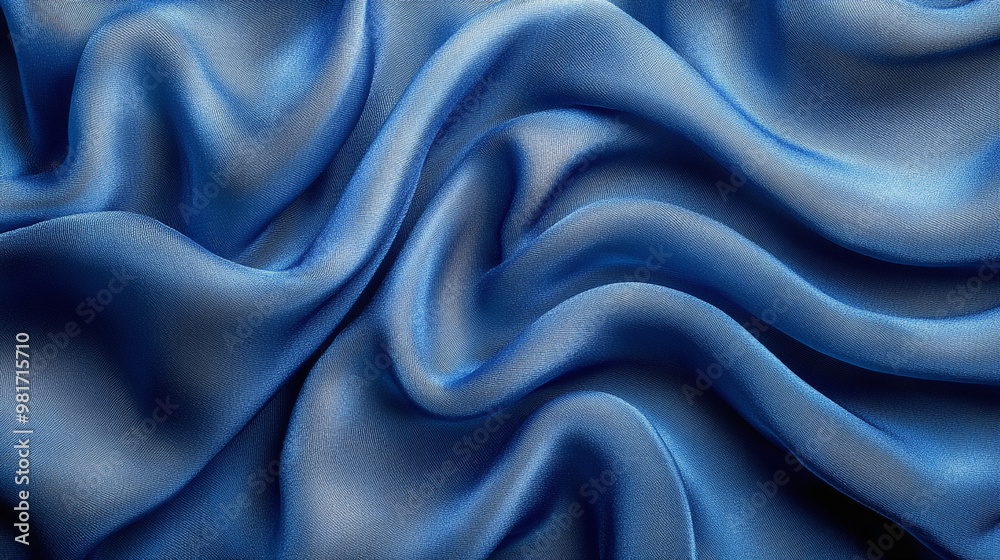 Close-up of luxurious blue silk fabric, showcasing smooth texture and elegant drape, perfect for fashion and interior design. Close-up of luxurious blue silk fabric, showcasing smooth texture and elegant drape, perfect for fashion and interior design.