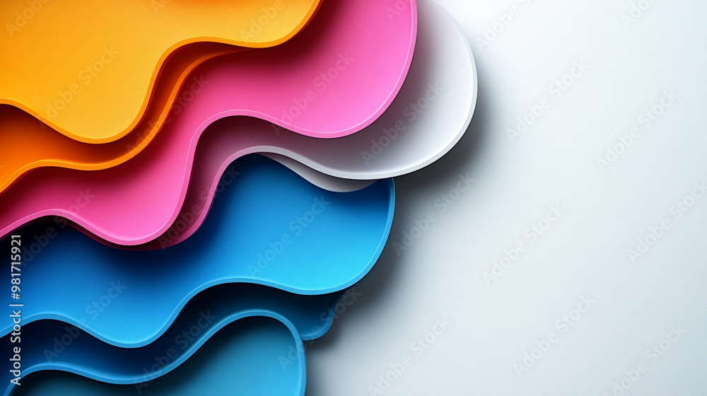 Colorful paper layers in vibrant hues create a modern abstract background for design projects or creative presentations.