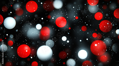 Vibrant abstract background featuring red, white, and black circles, perfect for holiday or festive design themes.