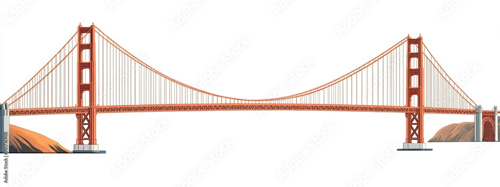 Obraz premium golden gate isolated modern bridge structure