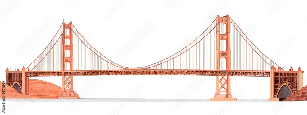 Fototapeta premium golden gate isolated modern bridge structure