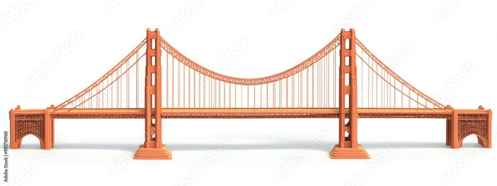 Fototapeta premium golden gate isolated modern bridge structure